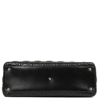Christian Dior Große Lady Dior Schwarze Cannage Gestepptes Lammleder Handtasche, 2010