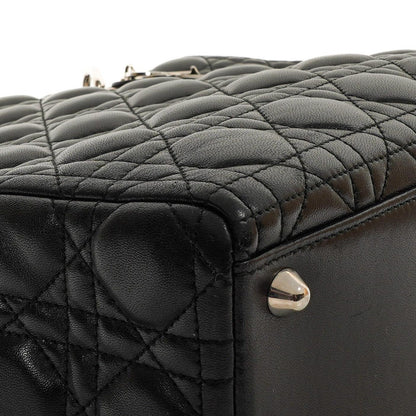 Christian Dior Große Lady Dior Schwarze Cannage Gestepptes Lammleder Handtasche, 2010