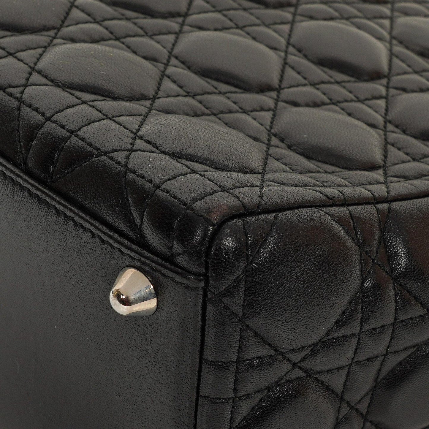 Christian Dior Große Lady Dior Schwarze Cannage Gestepptes Lammleder Handtasche, 2010