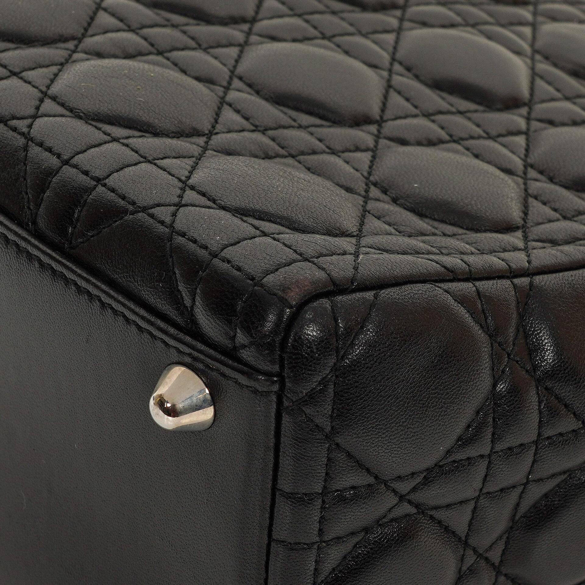 Christian Dior Große Lady Dior Schwarze Cannage Gestepptes Lammleder Handtasche, 2010