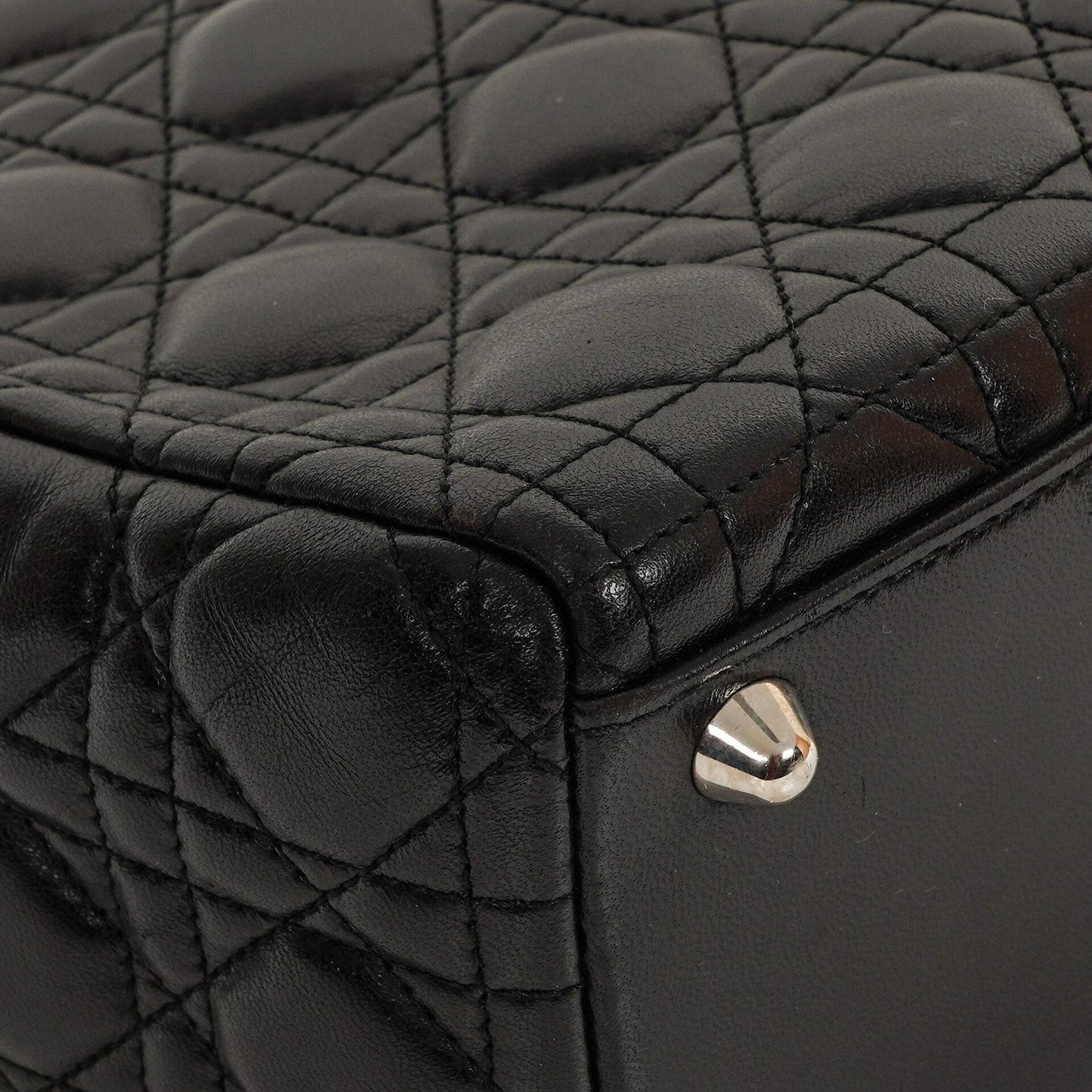 Christian Dior Große Lady Dior Schwarze Cannage Gestepptes Lammleder Handtasche, 2010
