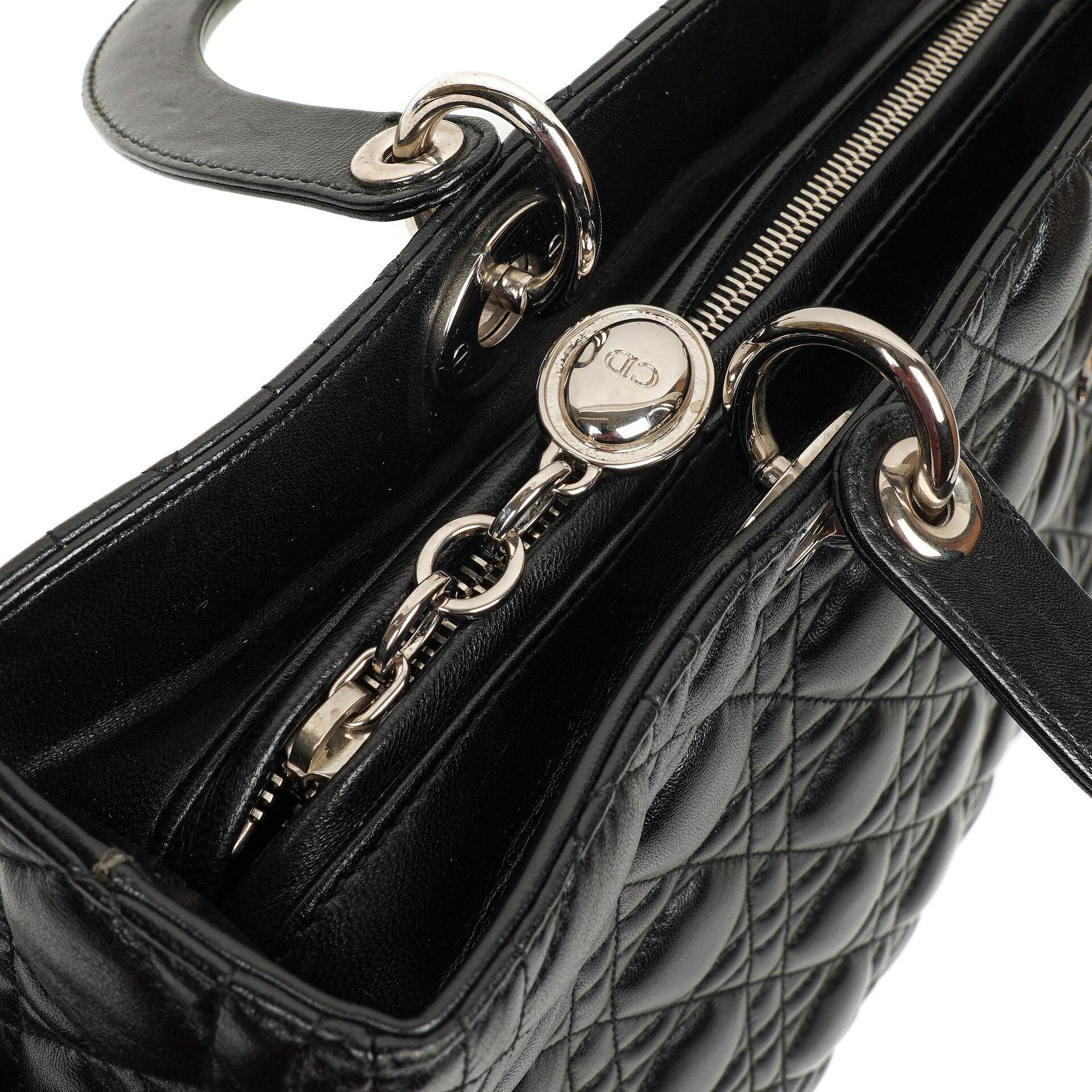 Christian Dior Große Lady Dior Schwarze Cannage Gestepptes Lammleder Handtasche, 2010