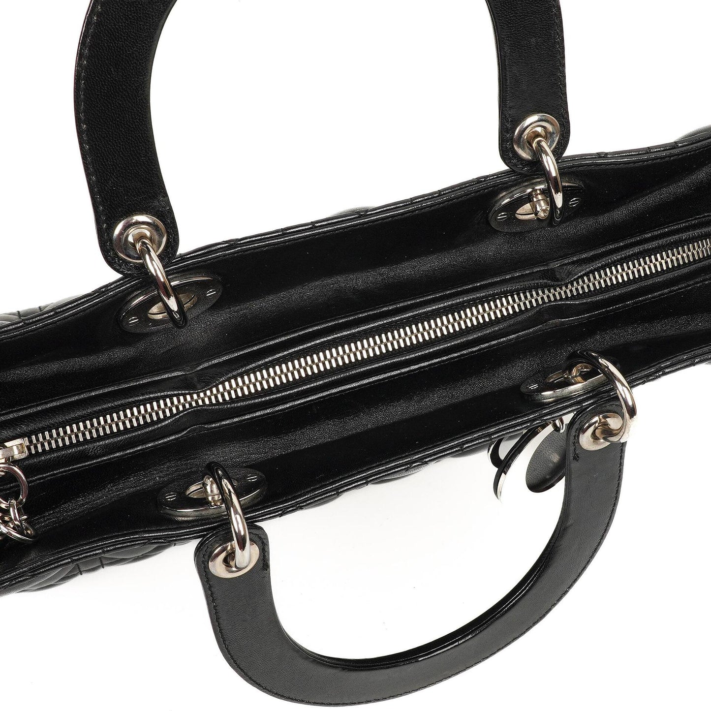 Christian Dior Große Lady Dior Schwarze Cannage Gestepptes Lammleder Handtasche, 2010
