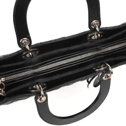 Christian Dior Große Lady Dior Schwarze Cannage Gestepptes Lammleder Handtasche, 2010