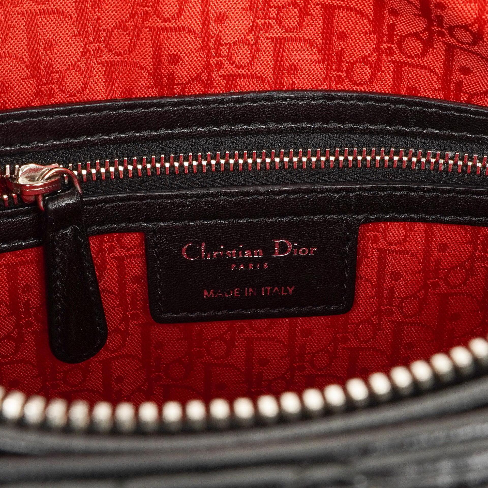 Christian Dior Große Lady Dior Schwarze Cannage Gestepptes Lammleder Handtasche, 2010