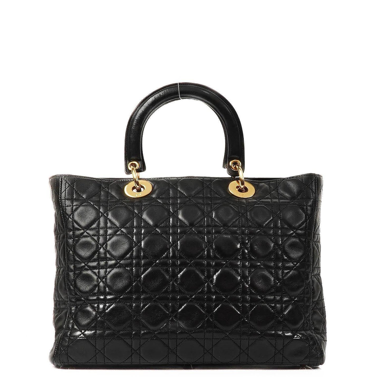 Christian Dior Große Lady Dior Schwarzes Cannage Gestepptes Lammleder Handtasche