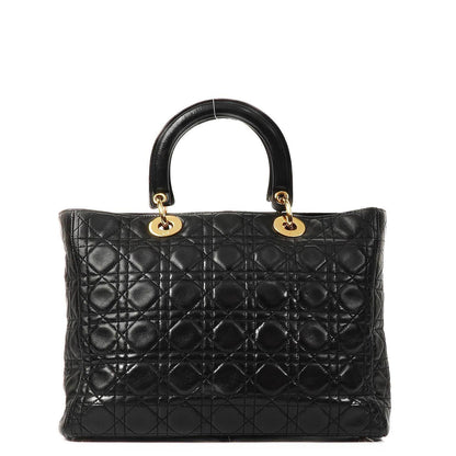 Christian Dior Große Lady Dior Schwarzes Cannage Gestepptes Lammleder Handtasche