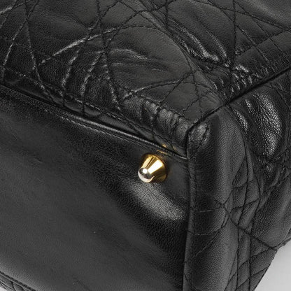Christian Dior Große Lady Dior Schwarzes Cannage Gestepptes Lammleder Handtasche