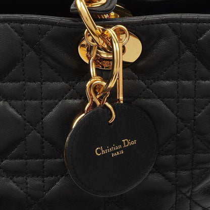 Christian Dior Große Lady Dior Schwarzes Cannage Gestepptes Lammleder Handtasche