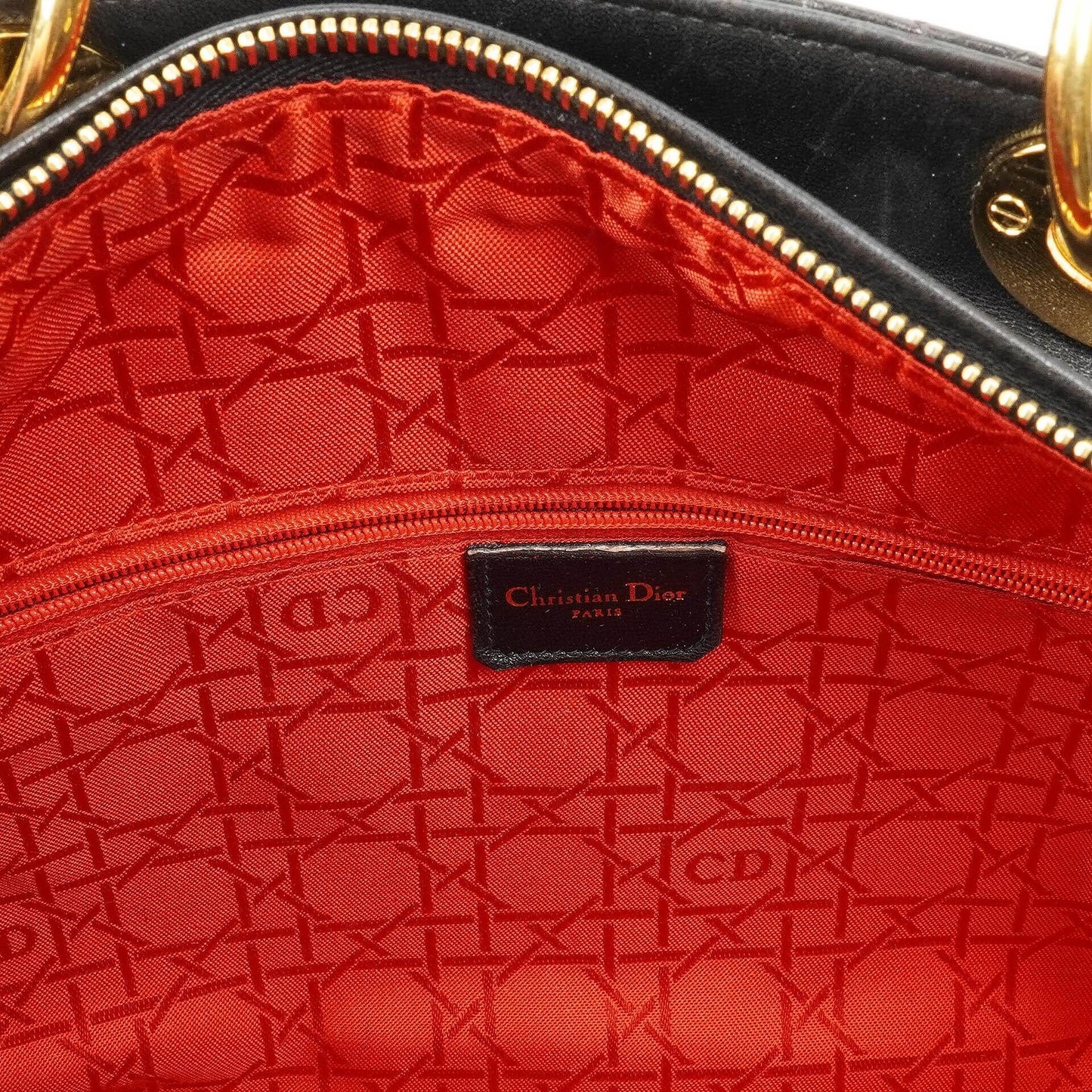 Christian Dior Große Lady Dior Schwarzes Cannage Gestepptes Lammleder Handtasche
