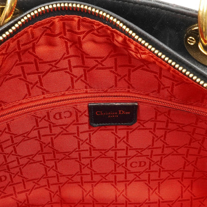 Christian Dior Große Lady Dior Schwarzes Cannage Gestepptes Lammleder Handtasche
