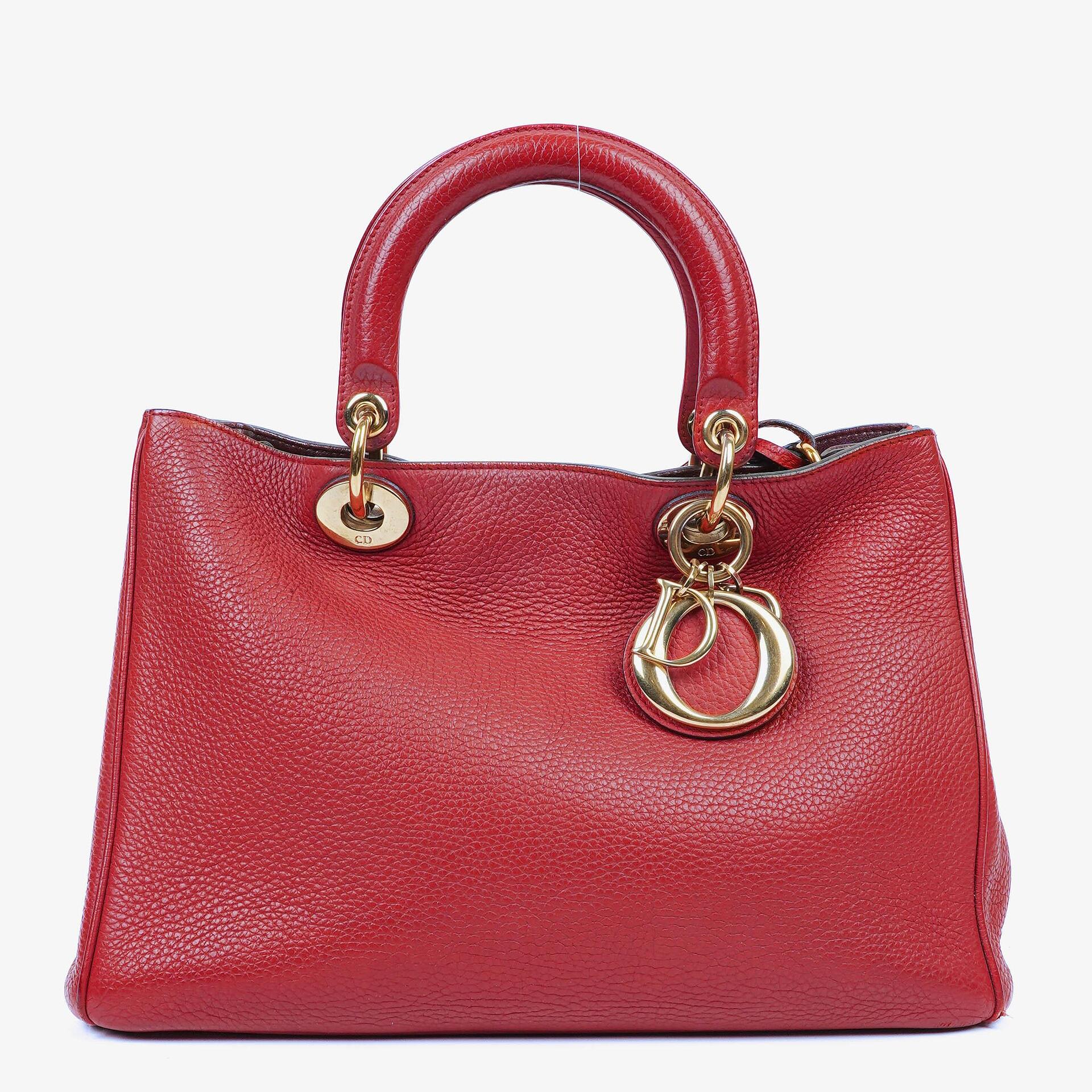 Christian Dior mittelgroße Diorissimo Tote aus burgunderfarbenem Kalbsleder