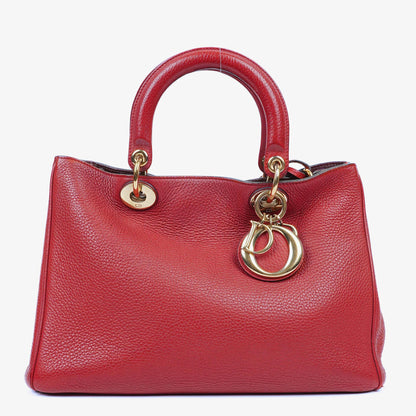 Christian Dior mittelgroße Diorissimo Tote aus burgunderfarbenem Kalbsleder