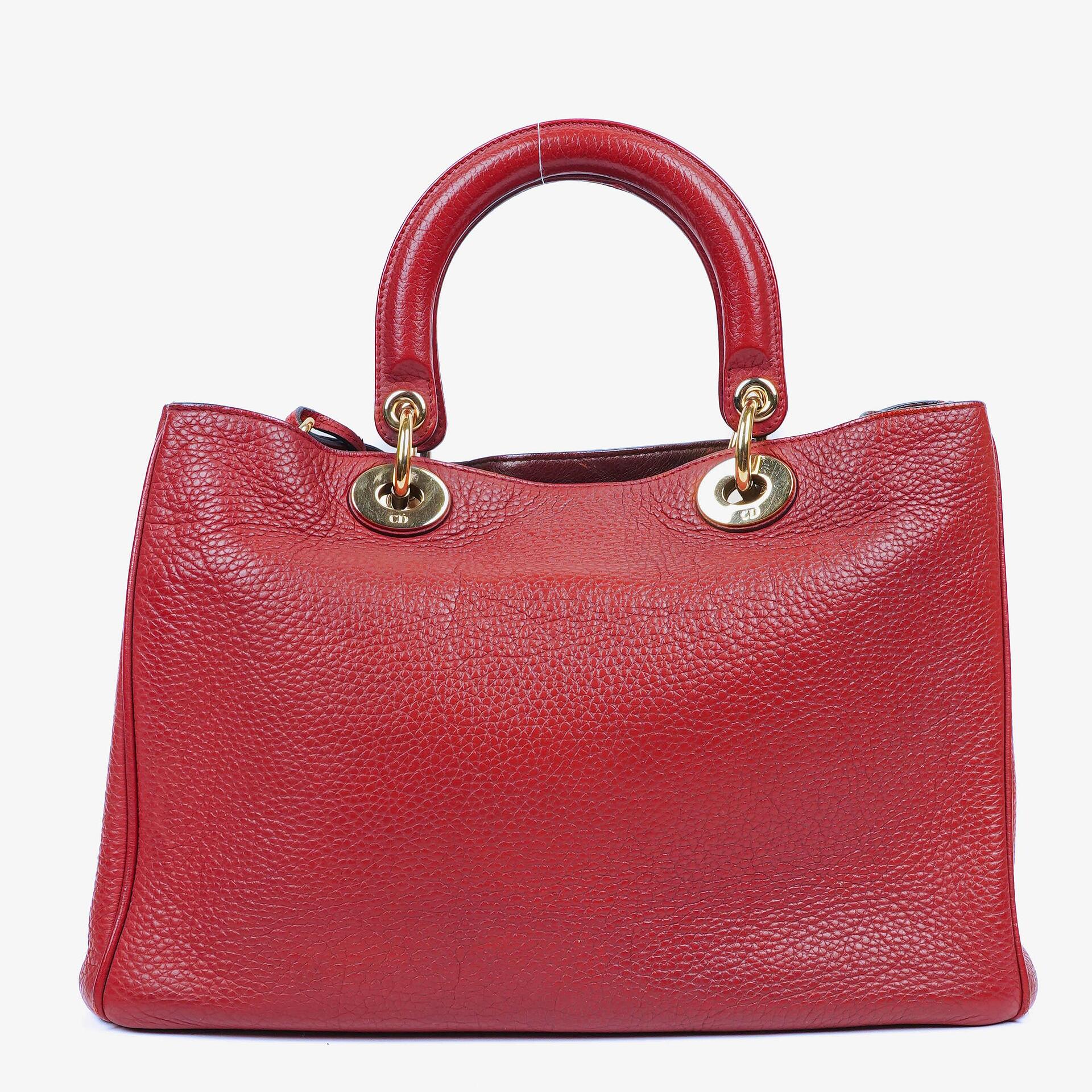 Christian Dior mittelgroße Diorissimo Tote aus burgunderfarbenem Kalbsleder
