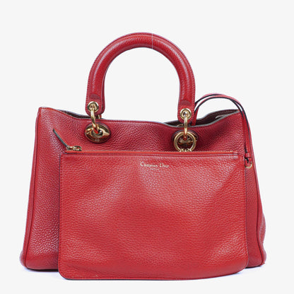 Christian Dior mittelgroße Diorissimo Tote aus burgunderfarbenem Kalbsleder