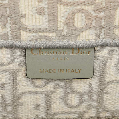 Christian Dior Book Tote Medium mit Oblique-Stickerei in Ecru und Grau