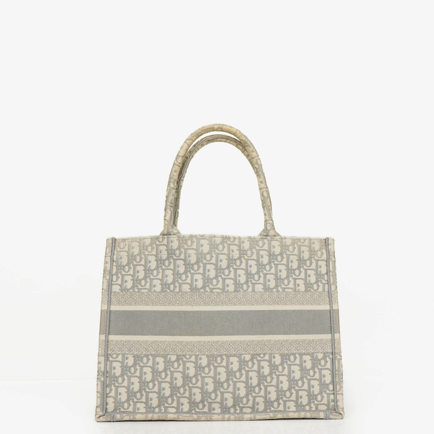 Christian Dior Book Tote Medium mit Oblique Stickerei in Ecru und Grau