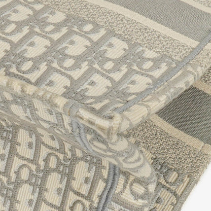 Christian Dior Book Tote Medium mit Oblique Stickerei in Ecru und Grau