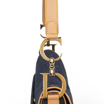 Christian Dior Medium Saddle Tasche aus blauem Denim