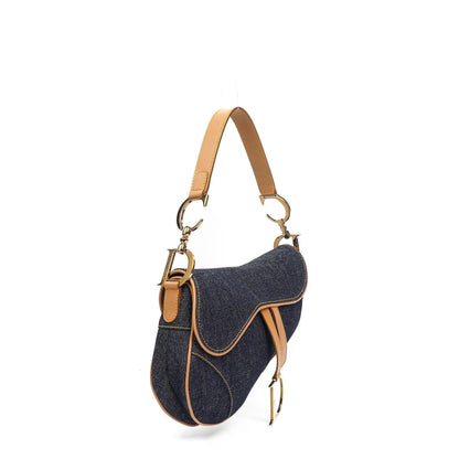 Christian Dior Medium Saddle Tasche aus blauem Denim