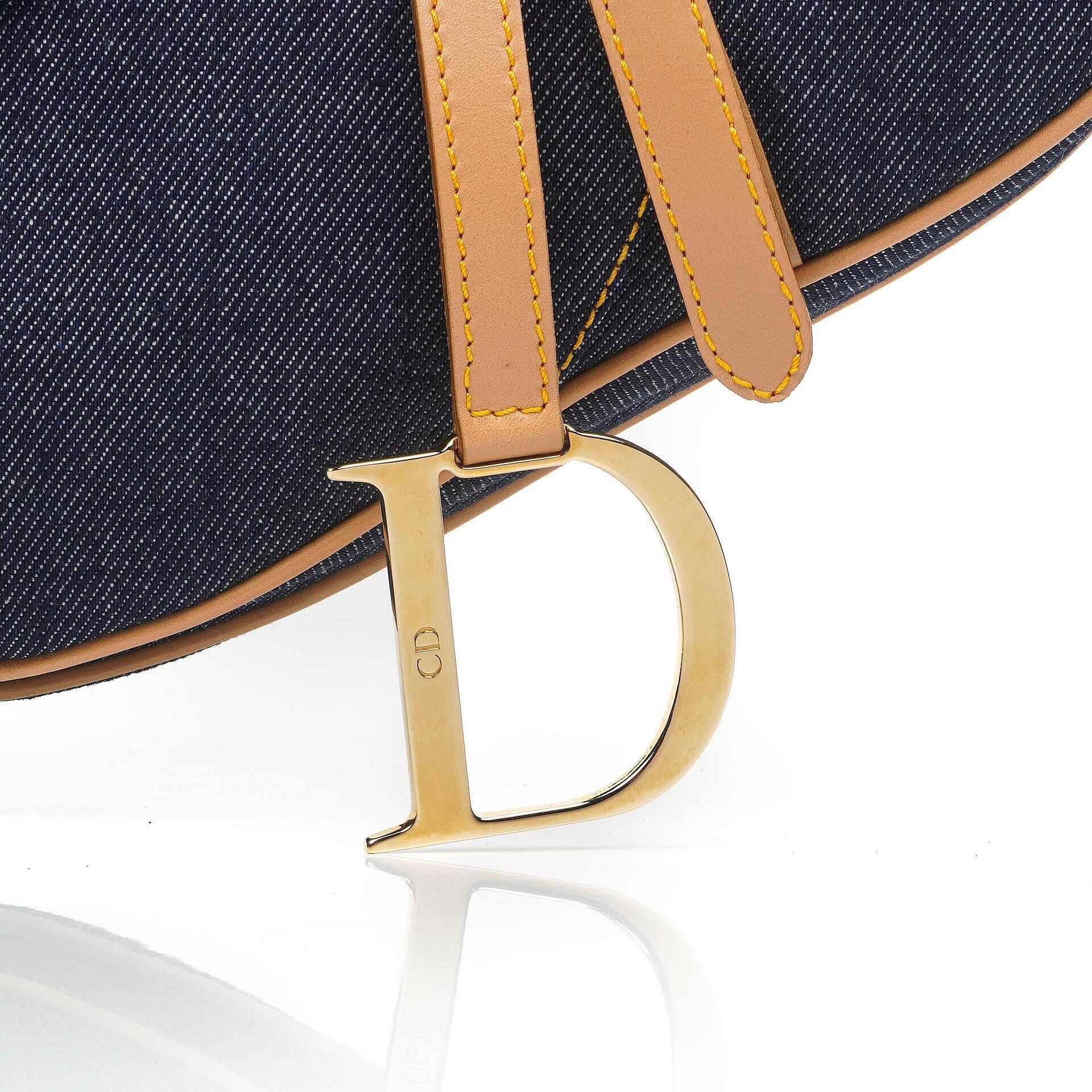 Christian Dior Medium Saddle Tasche aus blauem Denim