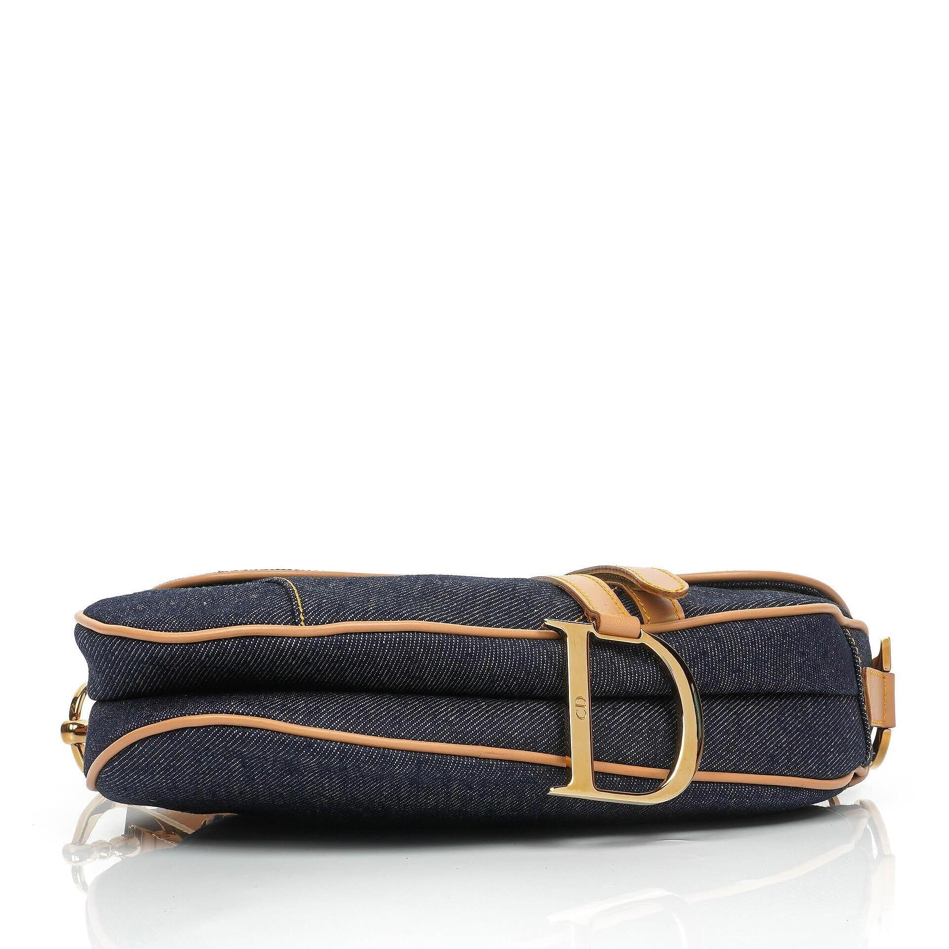 Christian Dior Medium Saddle Tasche aus blauem Denim