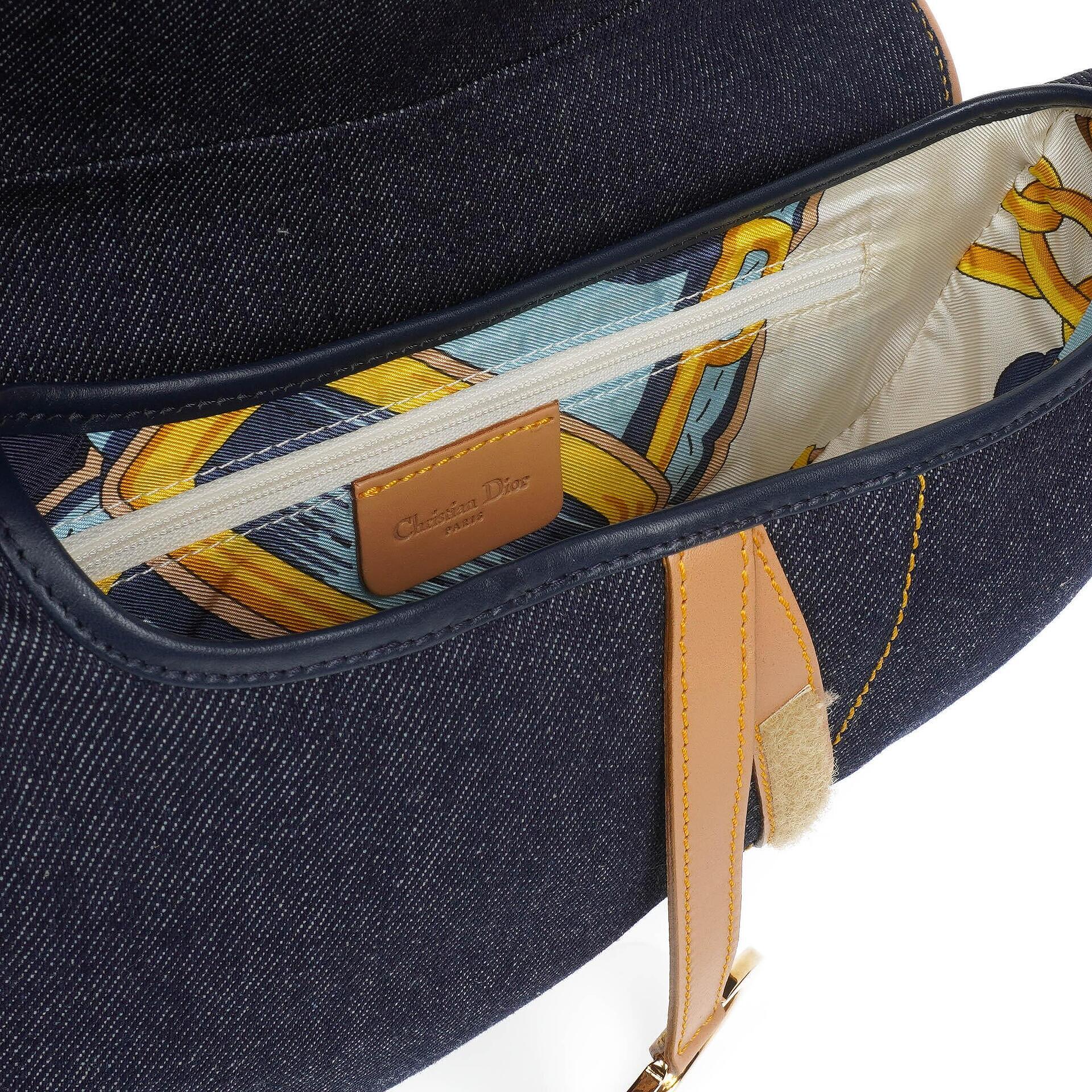 Christian Dior Medium Saddle Tasche aus blauem Denim