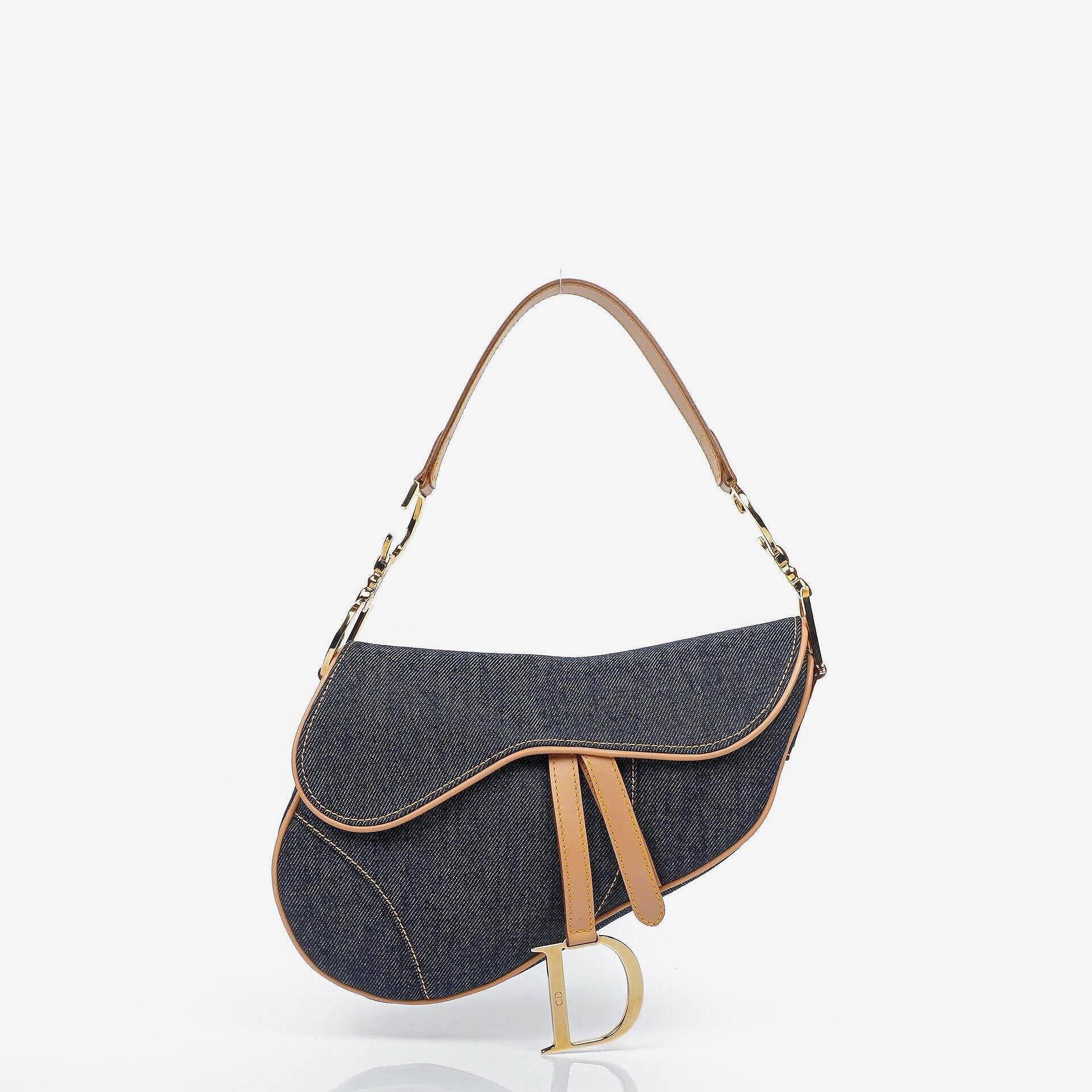 Christian Dior Medium Saddle Tasche aus blauem Denim