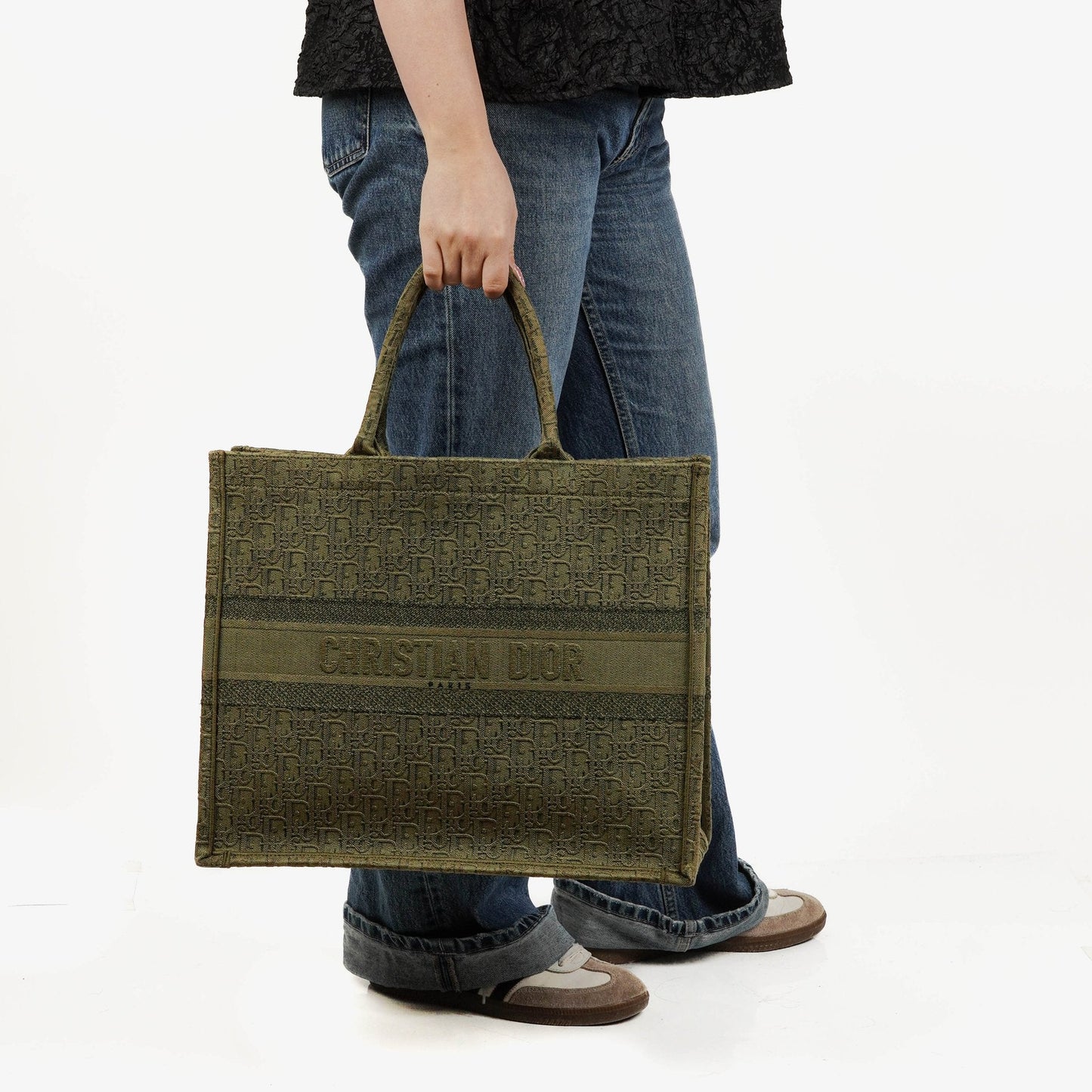 Christian Dior Book Tote aus grünem Oblique Denim