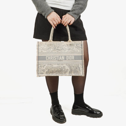 Christian Dior Book Tote Tasche mit Toile de Jouy