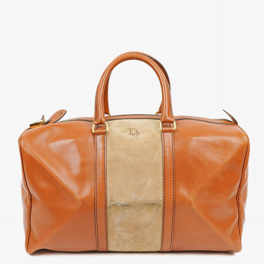 Christian Dior Vintage Boston Tasche aus braunem Leder