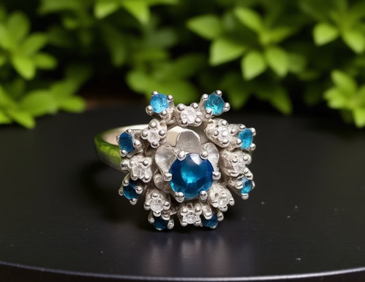 14K Weißgold Ring mit echten Saphiren – ca. Gr. 56 – 4,8 g