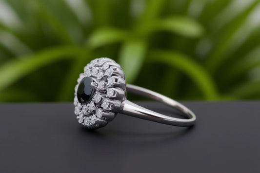 Edler 585 Weißgold-Ring mit Saphir & Diamanten – Größe 60