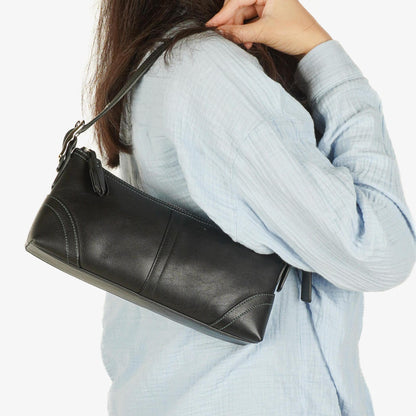 Coach Schultertasche aus schwarzem Leder