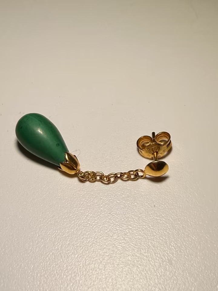 18K Gold-Ohrringe mit grünen Tropfensteinen – 4,2 g Eleganz