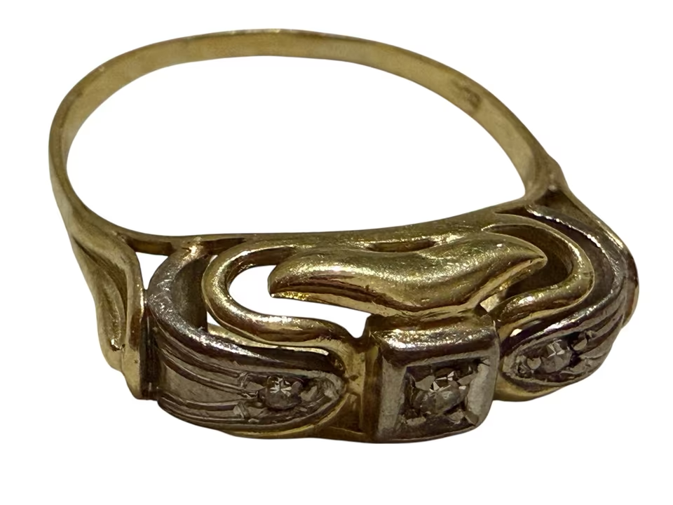 585er Goldring mit Diamanten – Vintage Schmuckstück