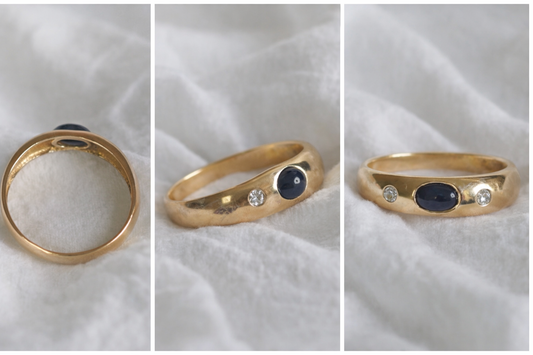 Vintage Saphir Diamant Ring 585 Gelbgold Gr 55