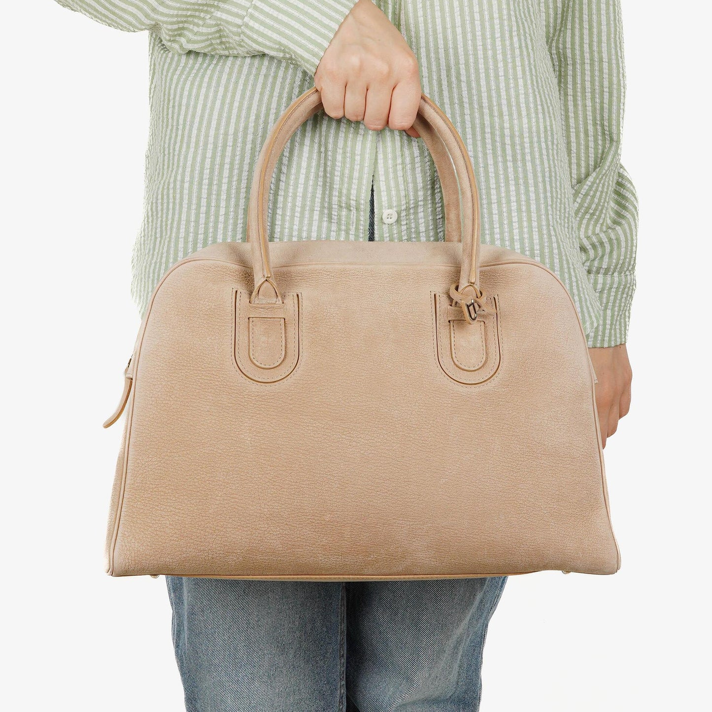 Delvaux Duffle Bag aus Santiag-Nubuk in Glaise mit Signature