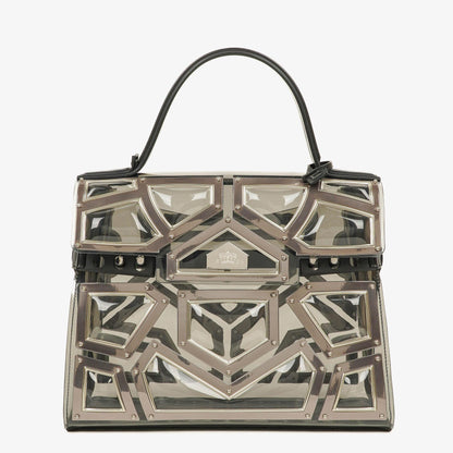 Delvaux Gladiator Tempete Satchel aus Vinyl in Antiksilber