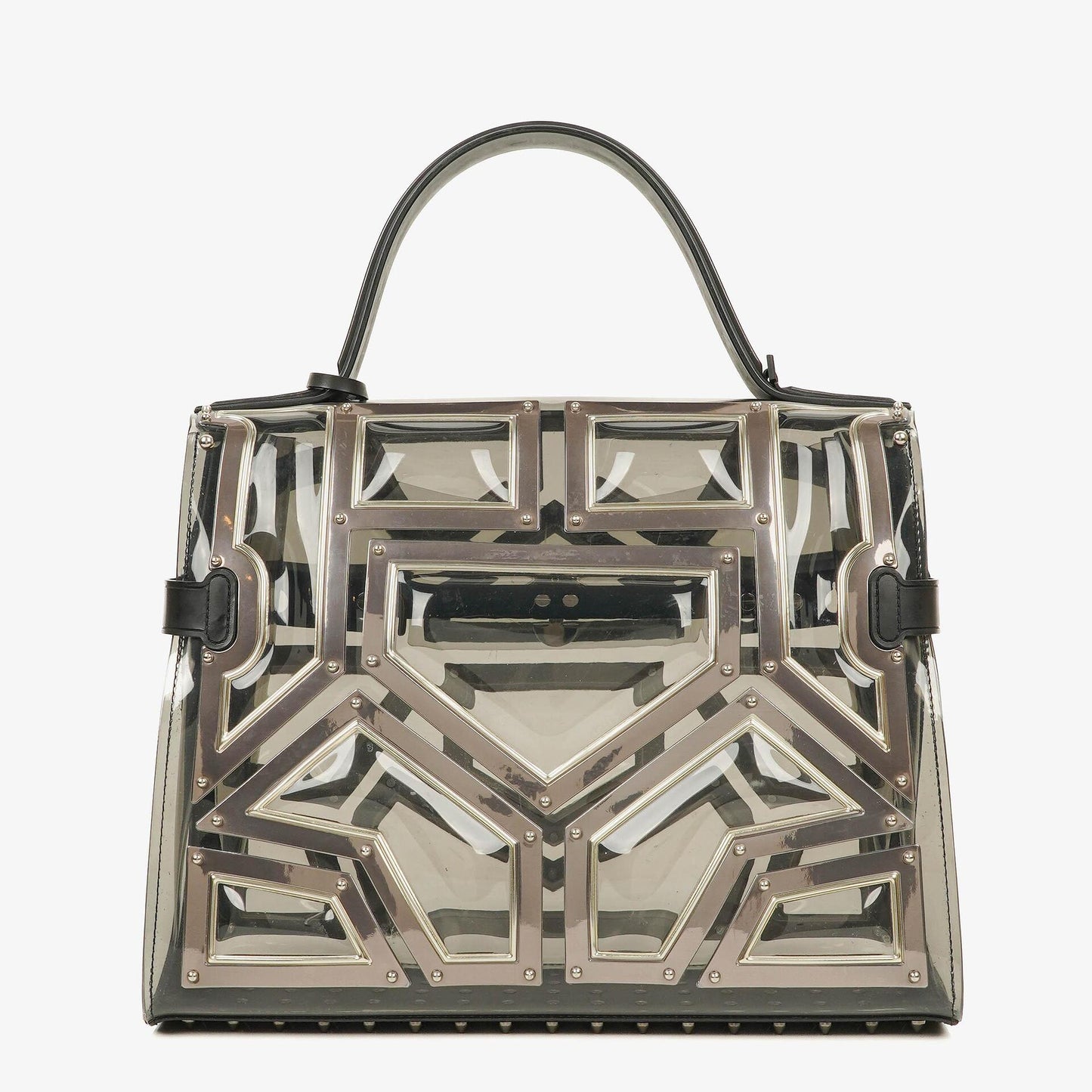 Delvaux Gladiator Tempete Satchel aus Vinyl in Antiksilber