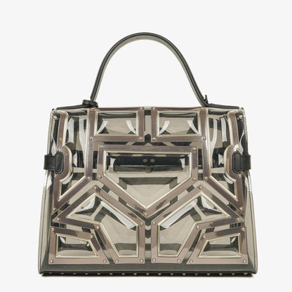 Delvaux Gladiator Tempete Satchel aus Vinyl in Antiksilber