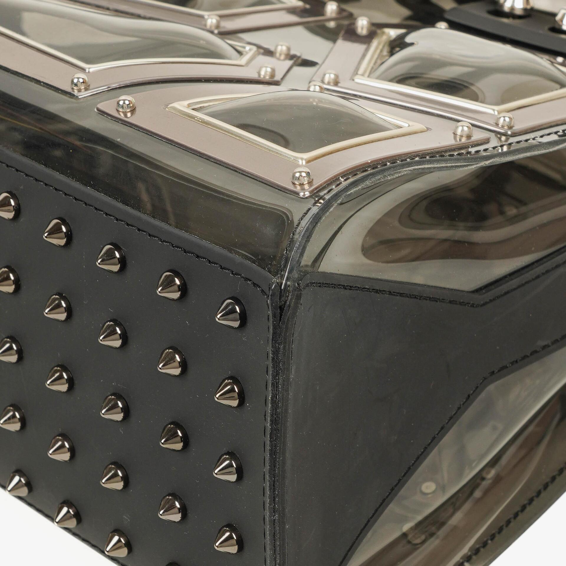 Delvaux Gladiator Tempete Satchel aus Vinyl in Antiksilber