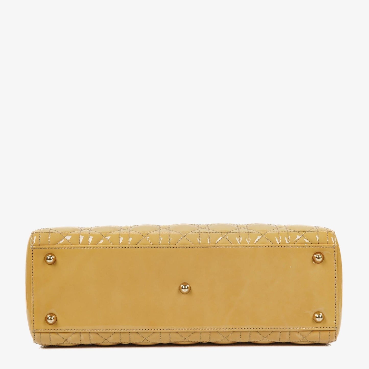 Dior Lady Dior Vintage Große Beige Lack-Kalbsleder Handtasche