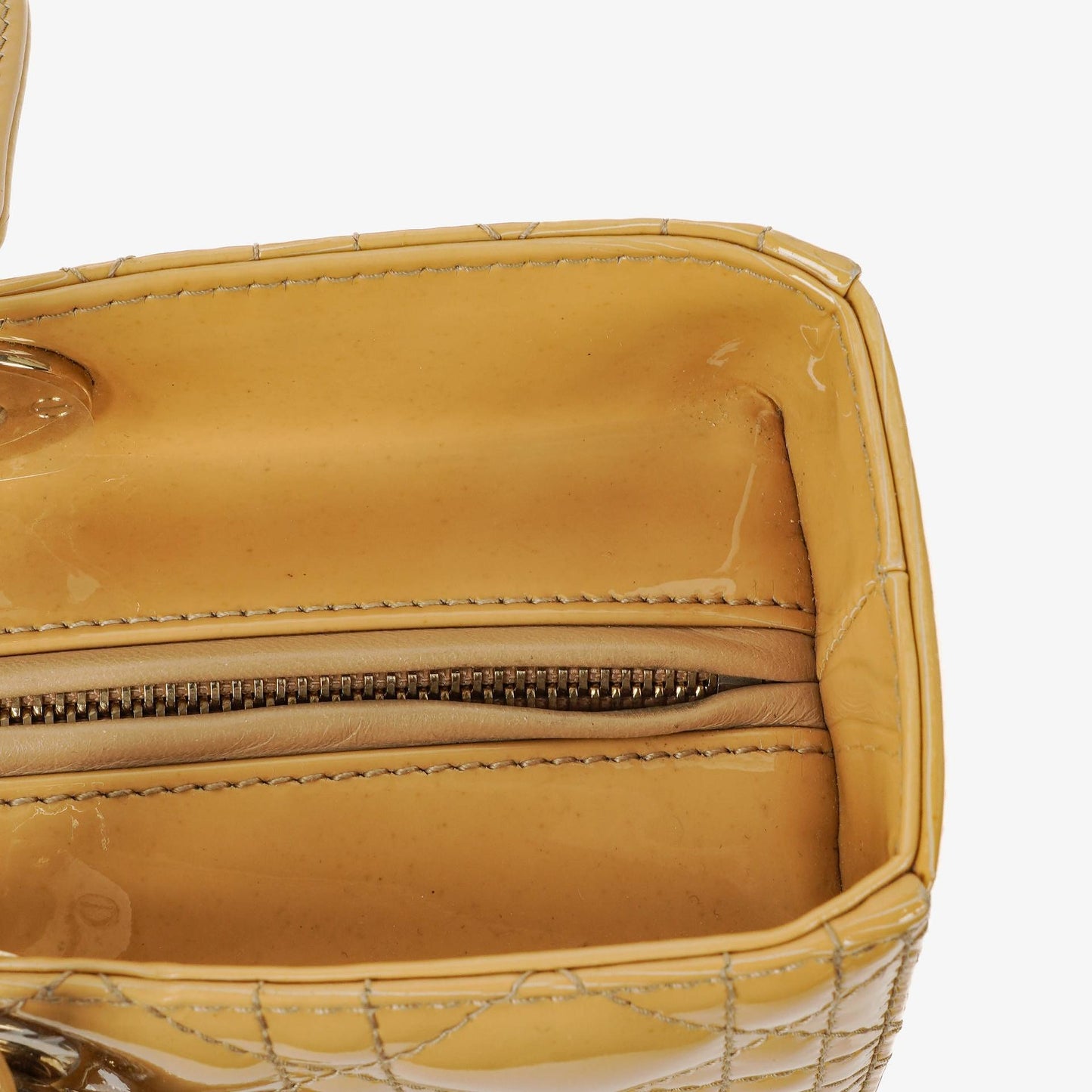 Dior Lady Dior Vintage Große Beige Lack-Kalbsleder Handtasche