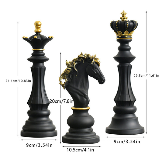 Harz Schach Figuren Ornament – König, Königin &amp; Ritter