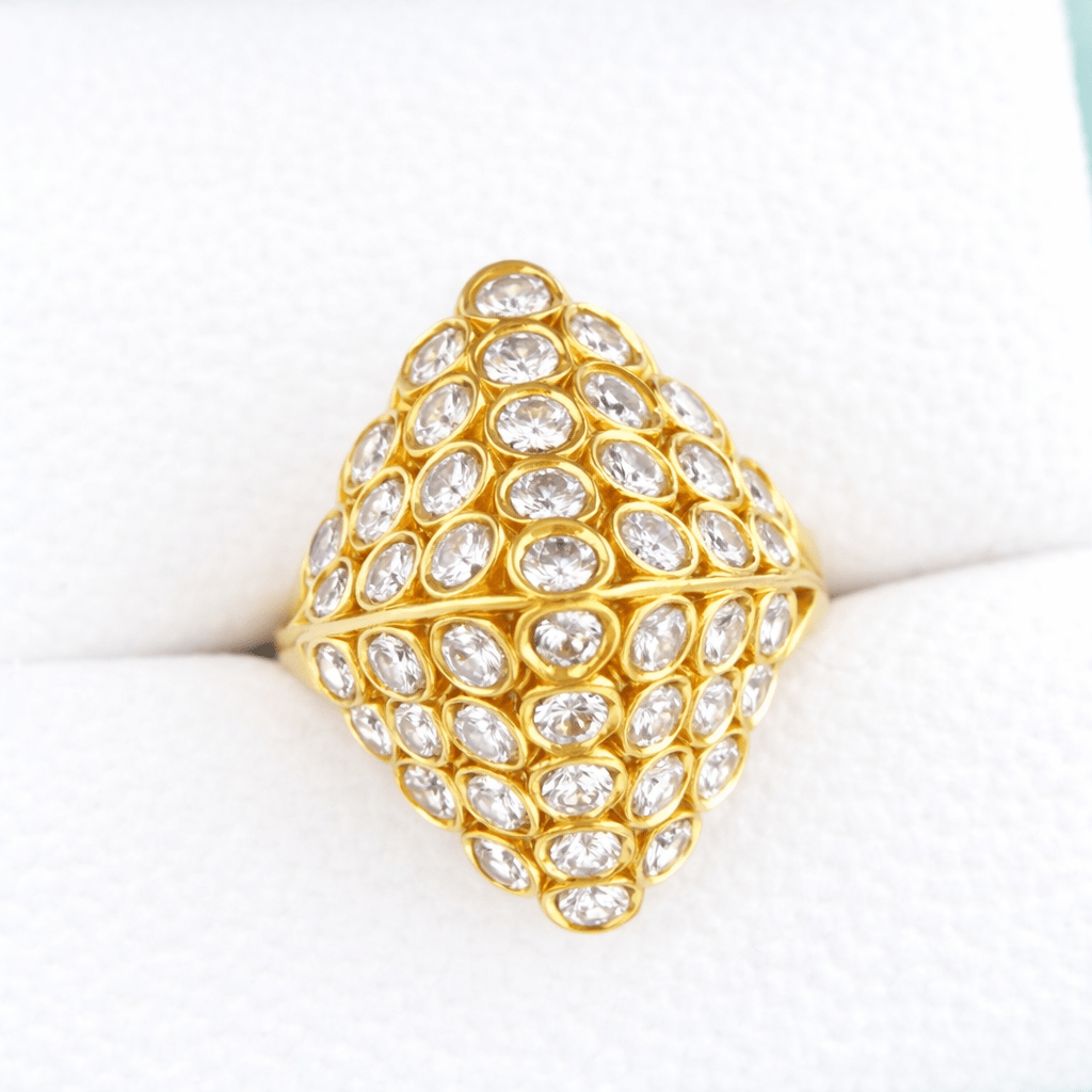 Exklusiver Vintage 18K Gold Diamant Ring – Prachtvoller 750er Gelbgold Cocktail Ring - Laminimas e.K