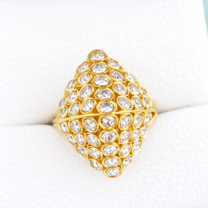 Exklusiver Vintage 18K Gold Diamant Ring – Prachtvoller 750er Gelbgold Cocktail Ring - Laminimas e.K