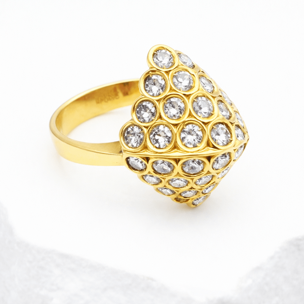 Exklusiver Vintage 18K Gold Diamant Ring – Prachtvoller 750er Gelbgold Cocktail Ring - Laminimas e.K