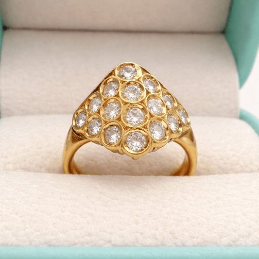 Exklusiver Vintage 18K Gold Diamant Ring – Prachtvoller 750er Gelbgold Cocktail Ring - Laminimas e.K