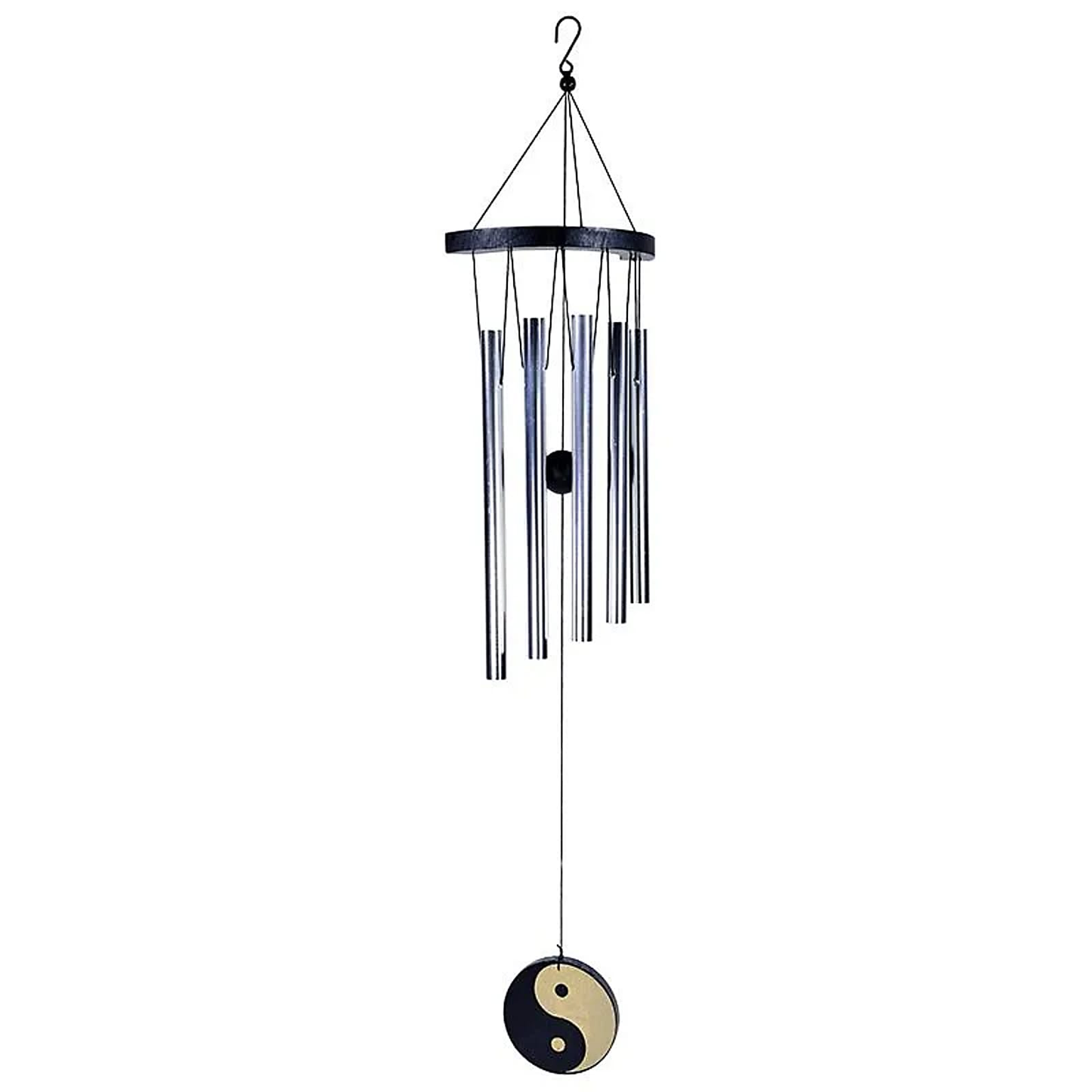 Yin Yang Windspiel mit 5 Klangstäben – Feng Shui Gartendeko & Balkonhänger